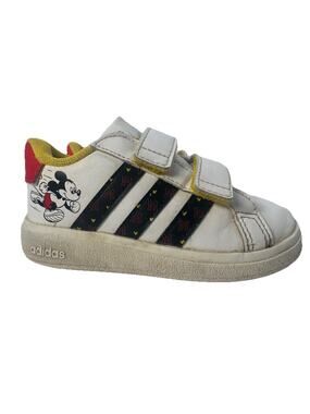 Adidas Mickey Mouse Toddler Sneakers Hook Loop White Black Red Size 7.5K